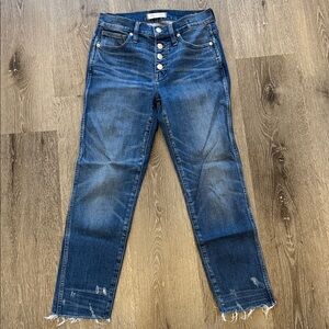 Madewell Button-Fly Cropped Jeans - Dark Blue Denim